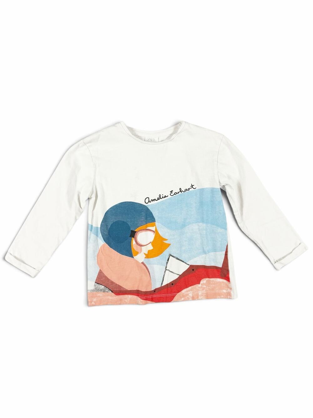 Zara Kids Amelia Earhart Little People Big Dreams Graphic Shirt 6 Years